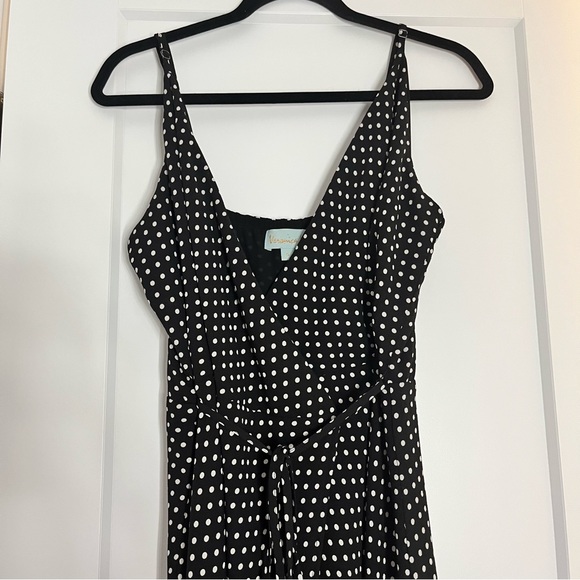 Veronica M Black & White Polka Dot Wrap Tie Maxi Dress High Low - Size S - Picture 2 of 3
